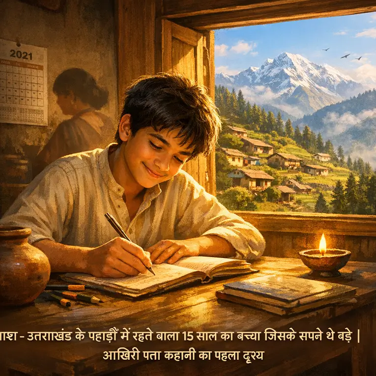 The Mountain Boy's Dream - Opening scene of Hindi story आखिरी पत्ता