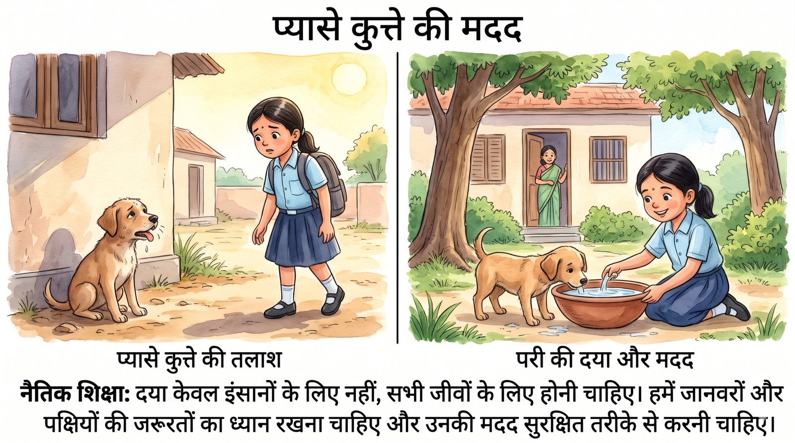 10 Best Hindi Moral Stories For Kids – बच्चों की 10 नैतिक कहानियाँ 9 प्यासे कुत्ते की मदद